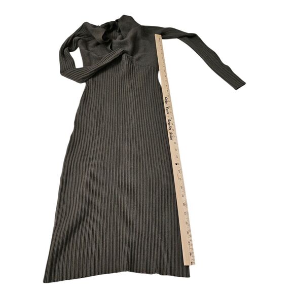 Ramy Brook Pilar Dress Large Green Cut Out Ribbed Knit Sweater Midi Cashmere - Picture 10 of 11